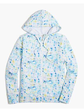 J Crew Womens Size Small Tie Dye Full-Zip Active Hoodie Jacket White BF737 700